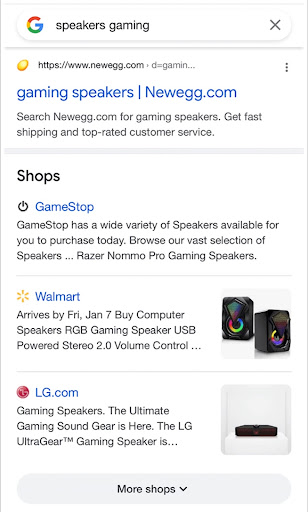Google voegt Shops sectie toe aan zoekresultaten
