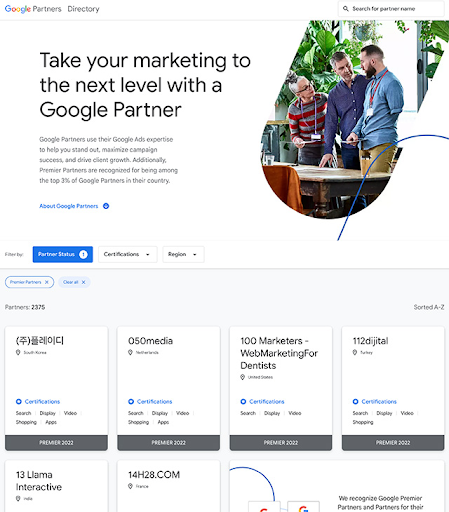 Nieuwe Google Partners directory is nu live