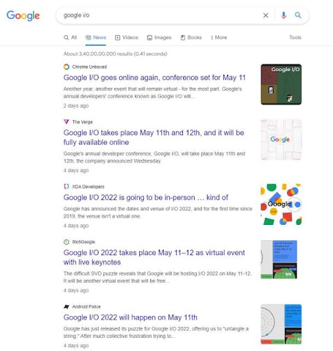 Google test nieuwe zoekresultaten pagina zonder omlijning