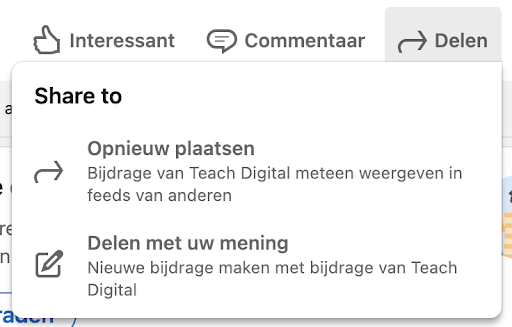 Nieuwe deel-optie op LinkedIn